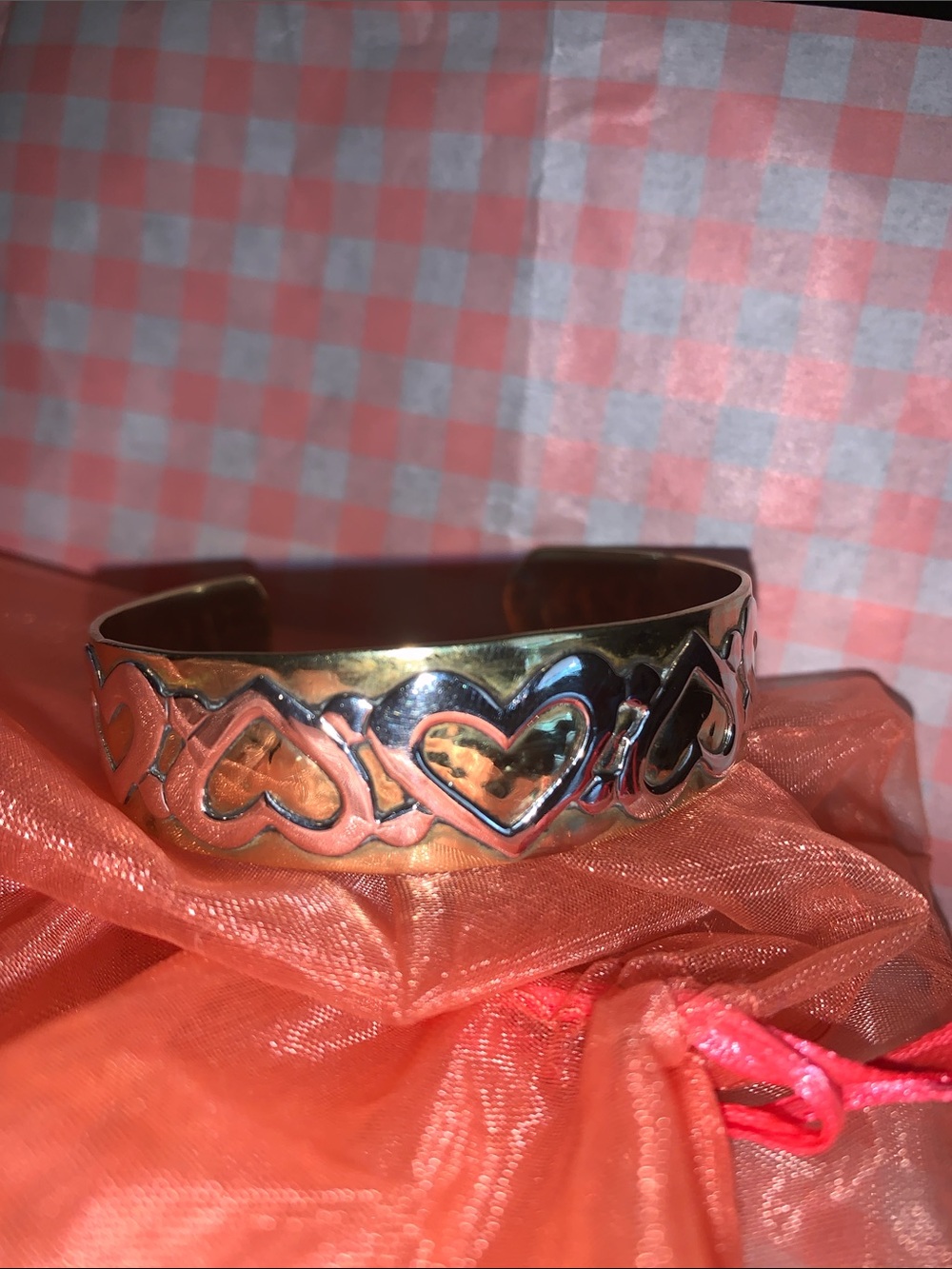Jeep collins silver and brass heart cuff bracelet